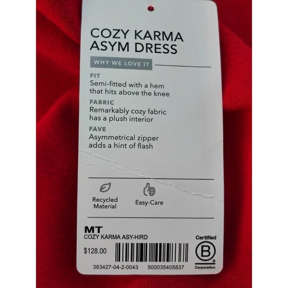 Athleta Cozy Karma Mock Neck Sweatshirt Red Dress Size Medium Tall - Picture 7 of 11